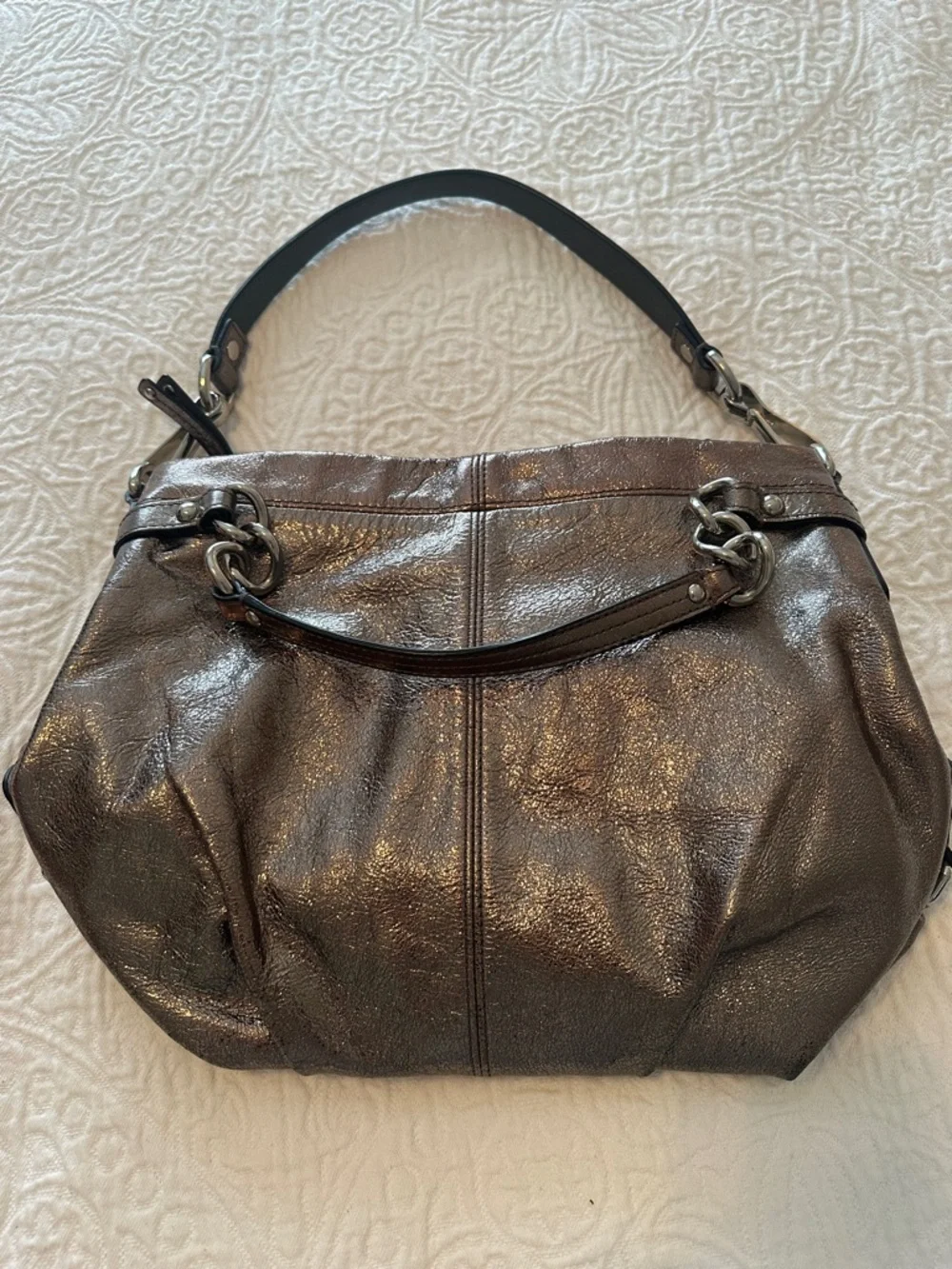 Coach Brooke HOBO Bag Y2K Metallic 100% full grain cowhide leather - Picture 2 of 14